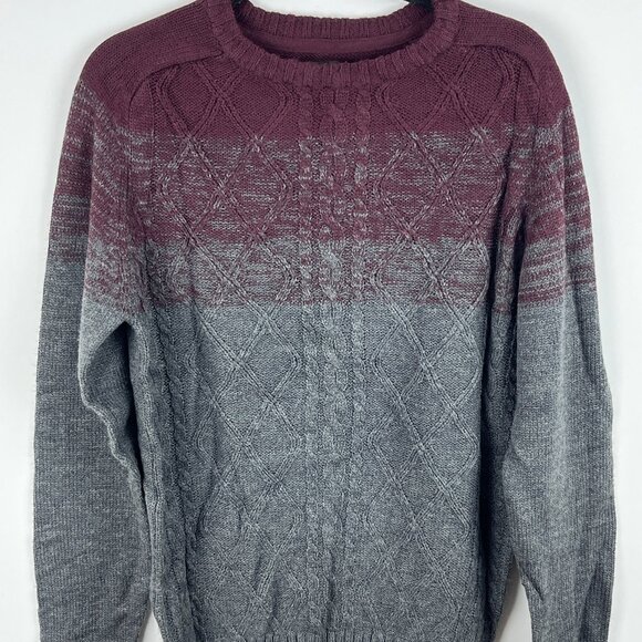 Burnside Sweater Size M Gray Long Sleeve Crew Neck Cable Knit Acrylic - Picture 1 of 9